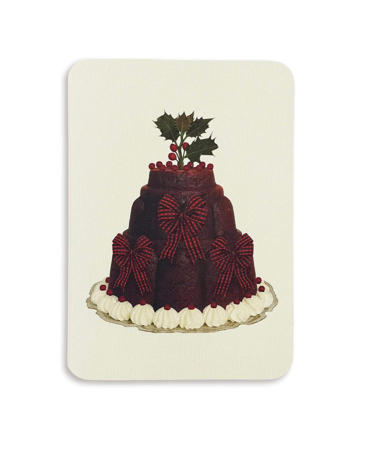 Christmas Plum Pudding Three Bows Greeting Card