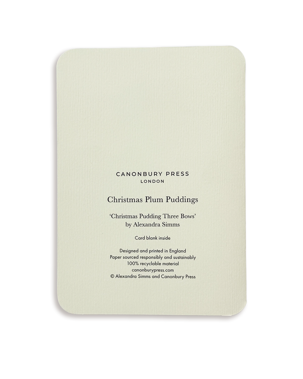 Christmas Plum Pudding Three Bows Greeting Card