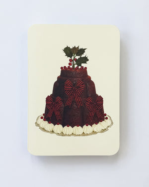 Christmas Plum Pudding Three Bows Greeting Card