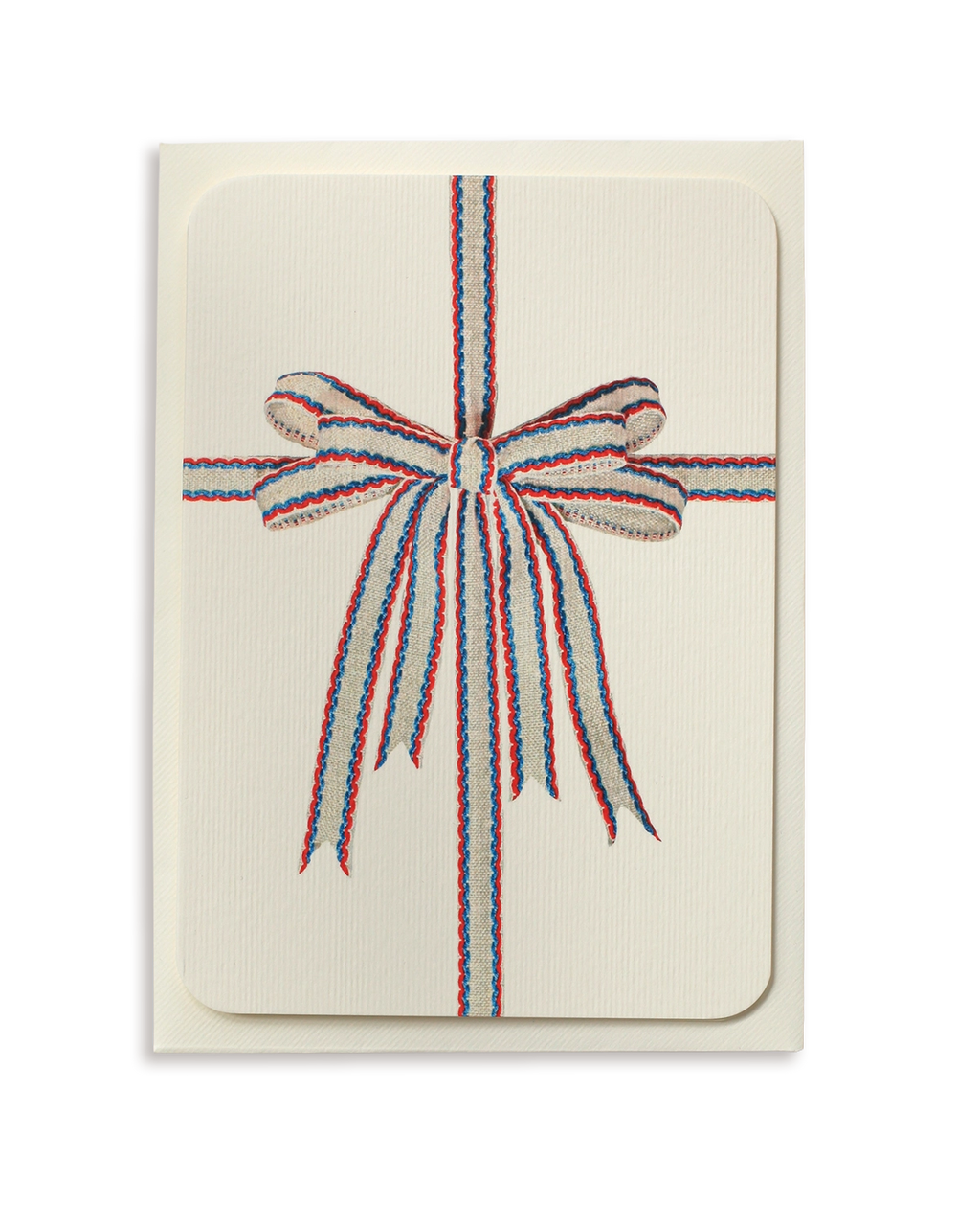 White, Red & Blue Bow Greeting Card