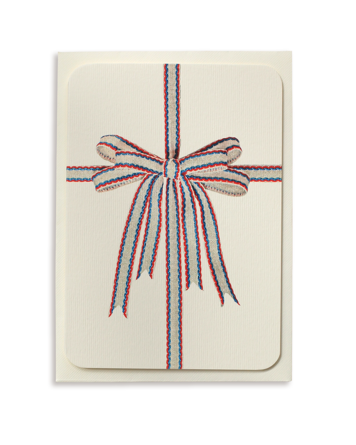 White, Red & Blue Bow Greeting Card